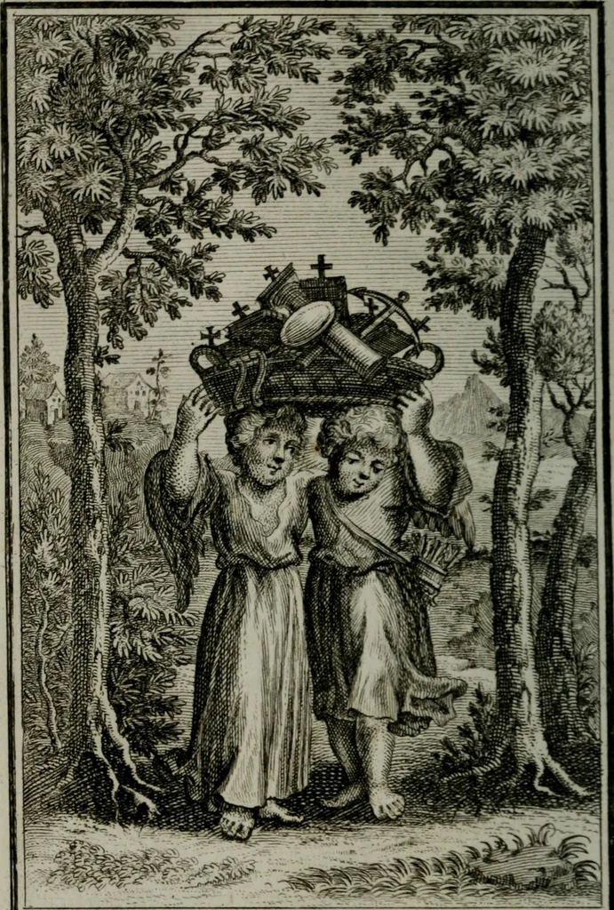An illustration from Die ihren Gott liebende Seele, vorgestellt in den Sinnbildern des Hermanni Hugonis über seine Pia desideria, und des Ottonis Vaenii, über die Liebe Gottes, mit neuen Kupffern und Versen, welche zielen auf das innere Christenthum, aus dem Frantzösischen ins Teutsche übersetzt, 1743, leaf 267
