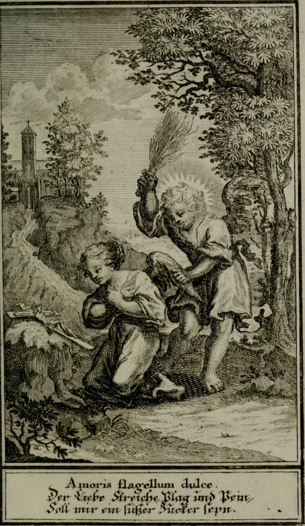 An illustration from Die ihren Gott liebende Seele, vorgestellt in den Sinnbildern des Hermanni Hugonis über seine Pia desideria, und des Ottonis Vaenii, über die Liebe Gottes, mit neuen Kupffern und Versen, welche zielen auf das innere Christenthum, aus dem Frantzösischen ins Teutsche übersetzt, 1743, leaf 270