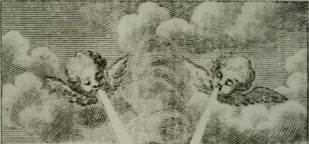 An illustration from Die ihren Gott liebende Seele, vorgestellt in den Sinnbildern des Hermanni Hugonis über seine Pia desideria, und des Ottonis Vaenii, über die Liebe Gottes, mit neuen Kupffern und Versen, welche zielen auf das innere Christenthum, aus dem Frantzösischen ins Teutsche übersetzt, 1743, leaf 321