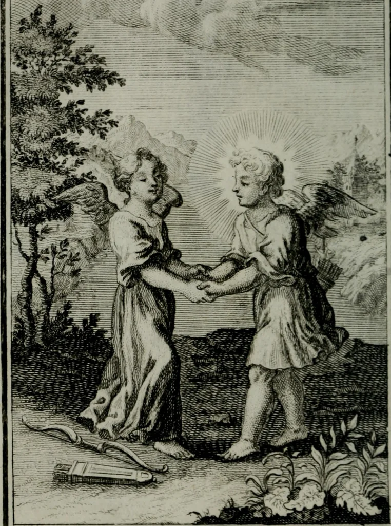 An illustration from Die ihren Gott liebende Seele, vorgestellt in den Sinnbildern des Hermanni Hugonis über seine Pia desideria, und des Ottonis Vaenii, über die Liebe Gottes, mit neuen Kupffern und Versen, welche zielen auf das innere Christenthum, aus dem Frantzösischen ins Teutsche übersetzt, 1743, leaf 327