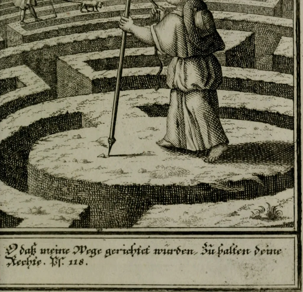 An illustration from Die ihren Gott liebende Seele, vorgestellt in den Sinnbildern des Hermanni Hugonis über seine Pia desideria, und des Ottonis Vaenii, über die Liebe Gottes, mit neuen Kupffern und Versen, welche zielen auf das innere Christenthum, aus dem Frantzösischen ins Teutsche übersetzt, 1743, leaf 92