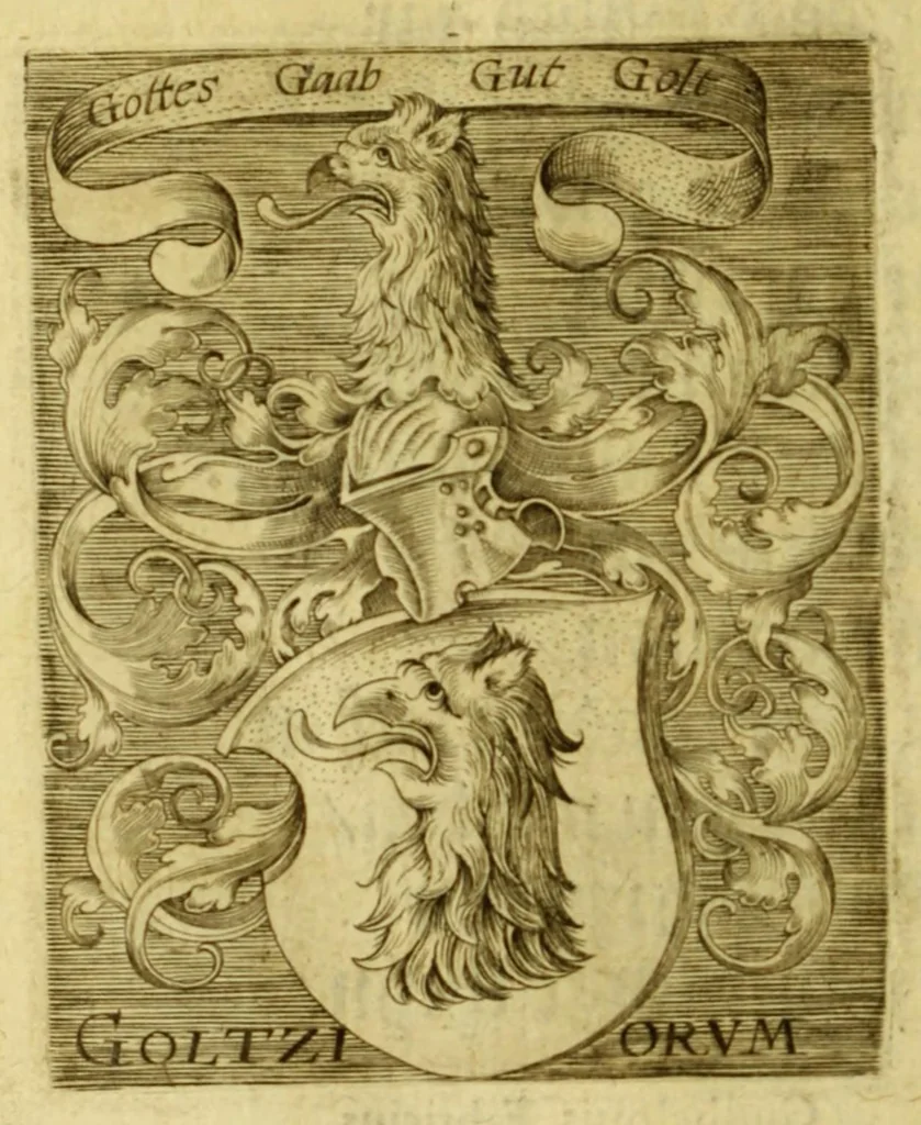 An illustration from Die Jahr Blum : welch da begreifft v[n]d in sich helt fast alle Iahren dieser Welt. Namhafft Persone[n], Stedt vnd Lant hieraus dir werden mit bekant. In guter Ordnung (auch mit Fleis gantz kurtz gefast, und Reime[n] weis vil mercklich Thaten vnd Geschicht, 1595, leaf 6