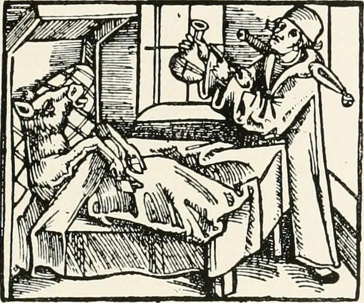 An illustration from Die Karikatur und Satire in der Medizin : mediko-kunsthistorische Studie, 1921, leaf 112