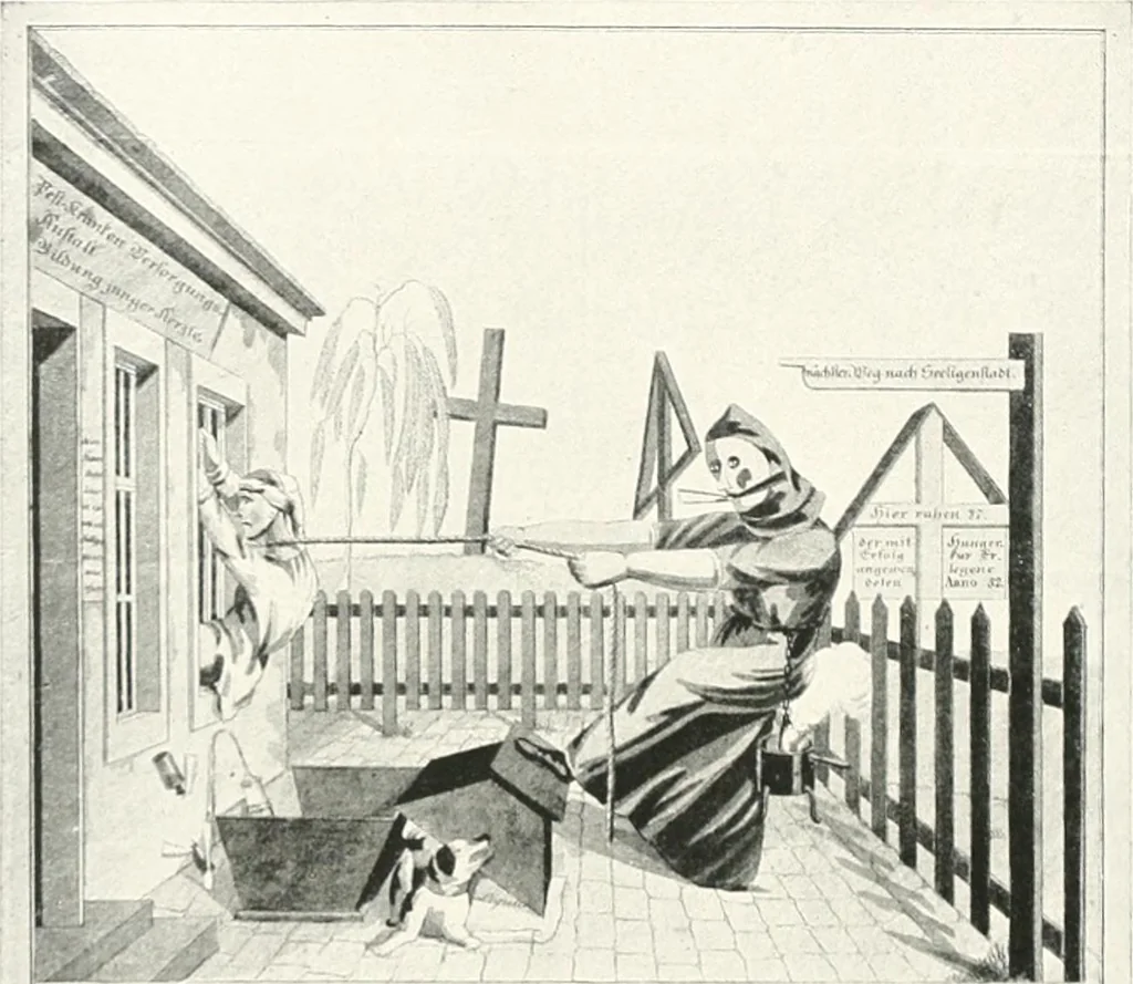 An illustration from Die Karikatur und Satire in der Medizin : mediko-kunsthistorische Studie, 1921, leaf 215