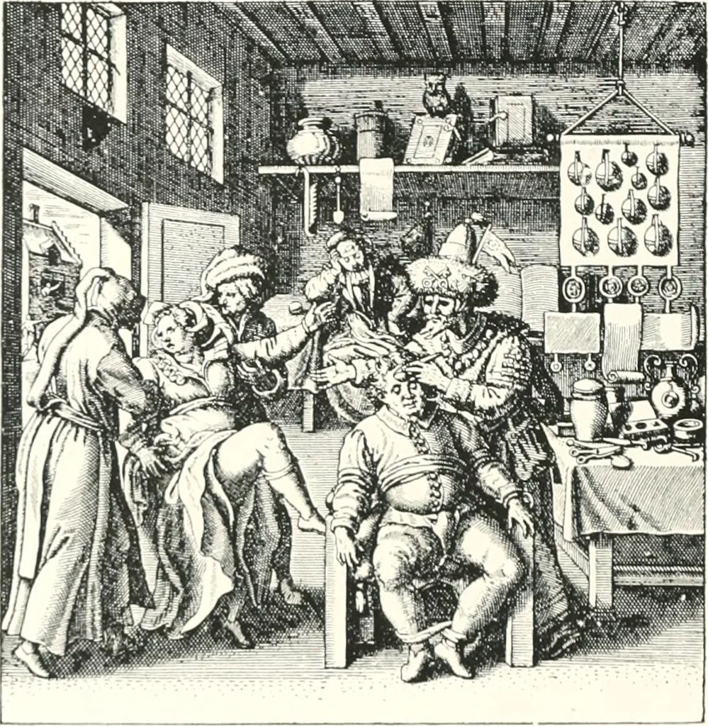 An illustration from Die Karikatur und Satire in der Medizin : mediko-kunsthistorische Studie, 1921, leaf 233