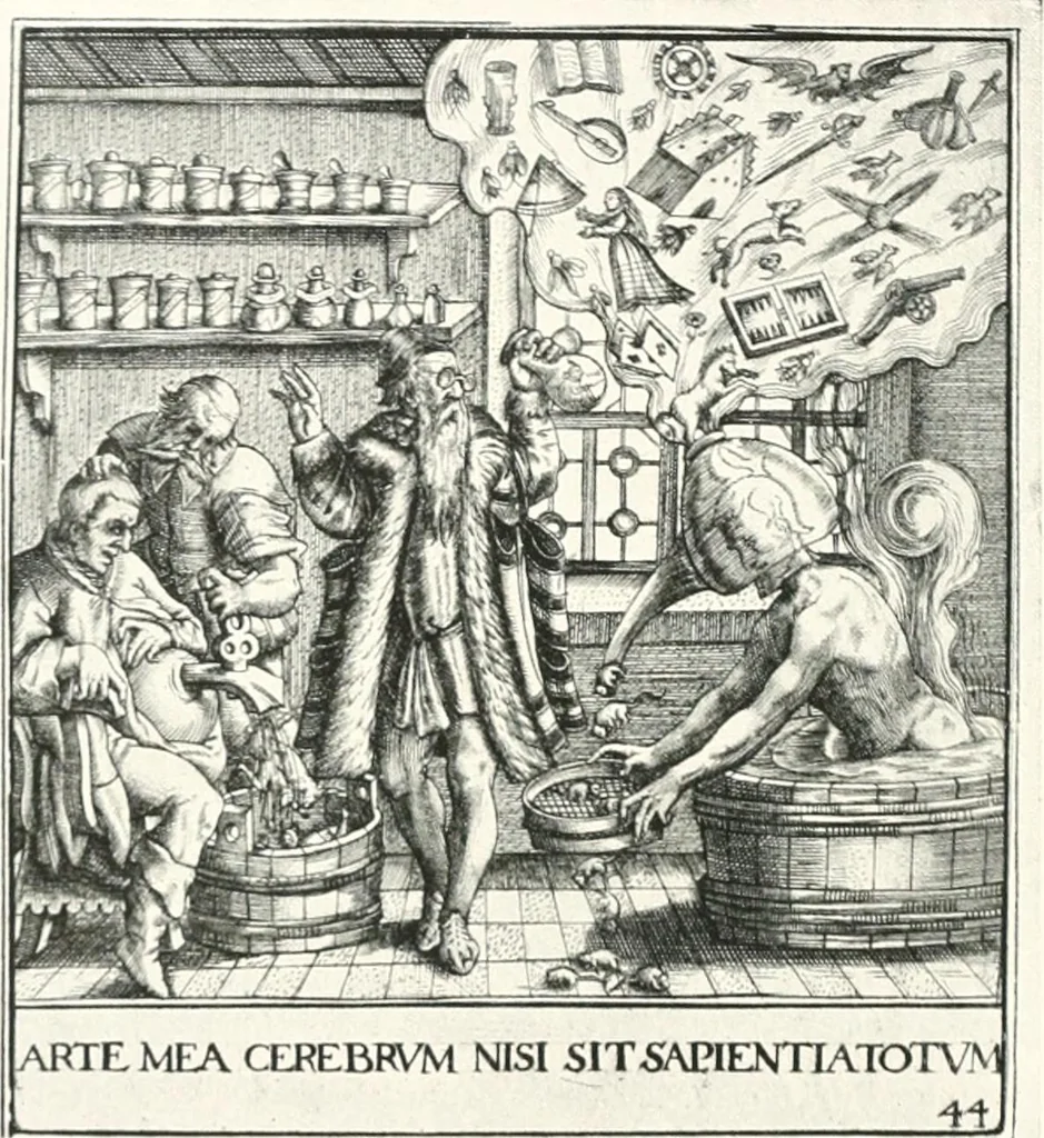 An illustration from Die Karikatur und Satire in der Medizin : mediko-kunsthistorische Studie, 1921, leaf 235