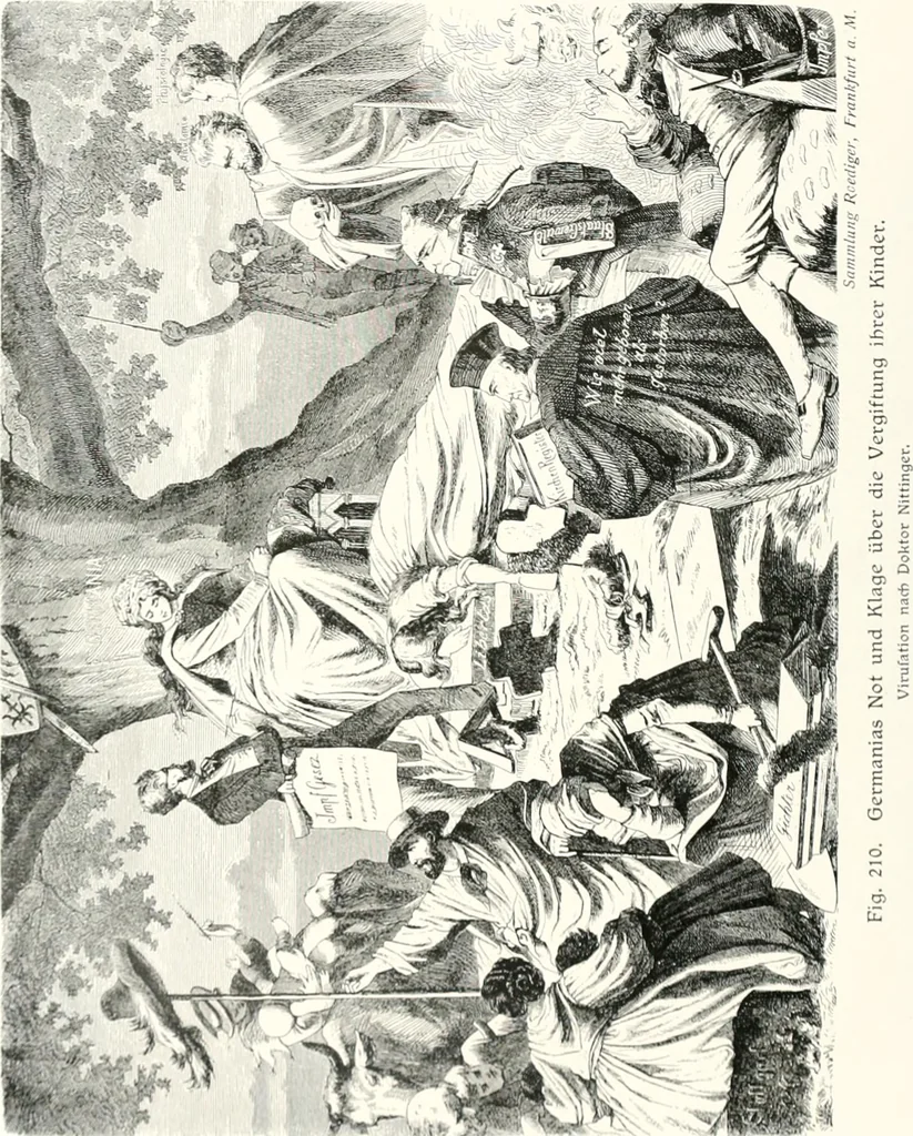 An illustration from Die Karikatur und Satire in der Medizin : mediko-kunsthistorische Studie, 1921, leaf 399