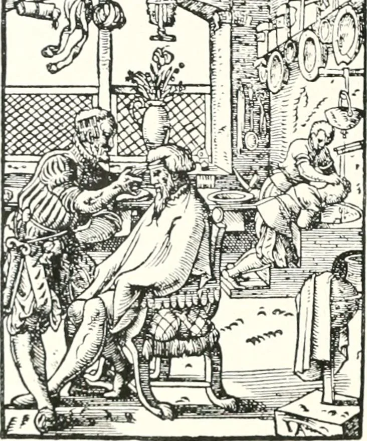 An illustration from Die Karikatur und Satire in der Medizin : mediko-kunsthistorische Studie, 1921, leaf 403