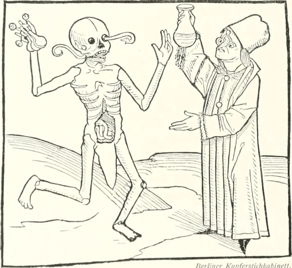 An illustration from Die Karikatur und Satire in der Medizin : mediko-kunsthistorische Studie, 1921, leaf 75
