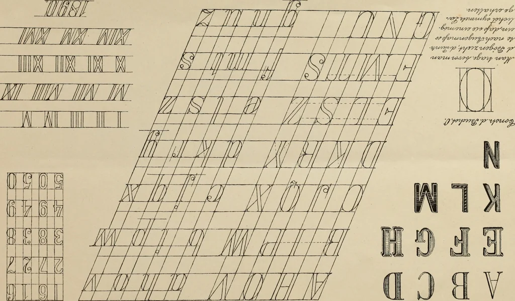 An illustration from Die Kartenschrift : Anleitung zum Schreiben derselben für kartografische und technische Zwecke, 1903, leaf 12