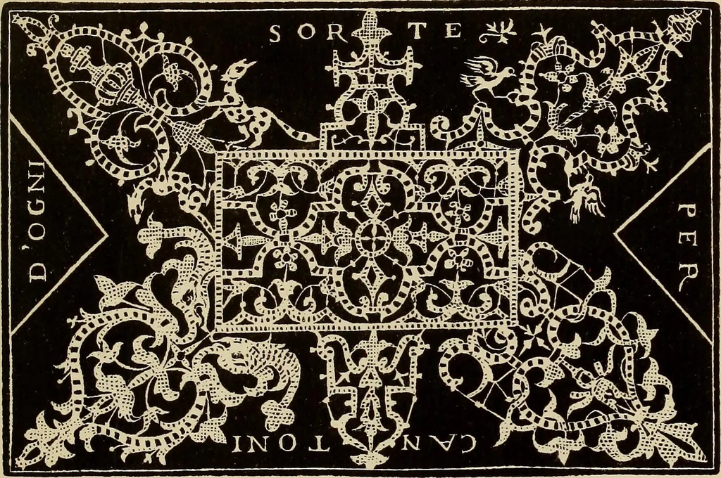 An illustration from Die Krone der kunstfertigen Frauen : Musterbuch, 1691 [i.e. 1601], 1891, leaf 202