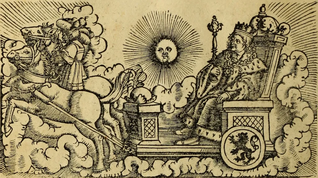 An illustration from Die Kunst der Chiromantzey : vsz Besehung der Hend. Physiognomey / vsz Anblick des Menschens. Natürlichen Astrologey noch dem Lauff der Soñen. Complexion eins yegklichen Menschens. Natürlichen Ynflüssz der Planeten. der zwolff Zeichen Angesychten. Ettliche Canones / zu Erkantnüsz der Menschen Kranckheiten / solicher weisz vormals nye beschriben oder gedruckt. Zusamen verordnet / vnd verteütscht durch ..., 1523, leaf 125