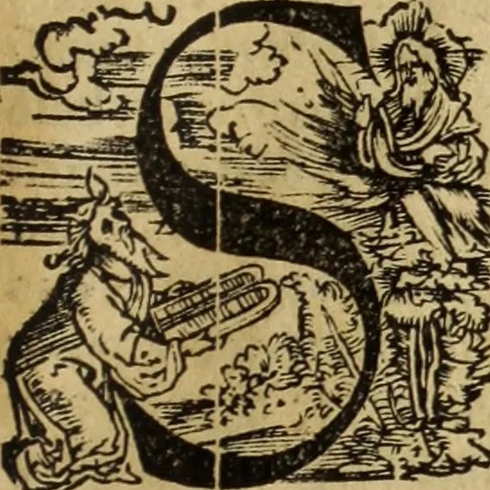 An illustration from Die Kunst der Chiromantzey : vsz Besehung der Hend. Physiognomey / vsz Anblick des Menschens. Natürlichen Astrologey noch dem Lauff der Soñen. Complexion eins yegklichen Menschens. Natürlichen Ynflüssz der Planeten. der zwolff Zeichen Angesychten. Ettliche Canones / zu Erkantnüsz der Menschen Kranckheiten / solicher weisz vormals nye beschriben oder gedruckt. Zusamen verordnet / vnd verteütscht durch ..., 1523, leaf 14