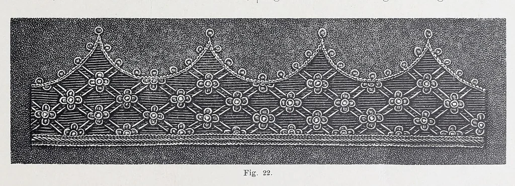 An illustration from Die Kunst der Goldstickerei nebst einer Anleitung zur Verwendung der Goldstickerei in Verbindung mit Application, 1890, leaf 15