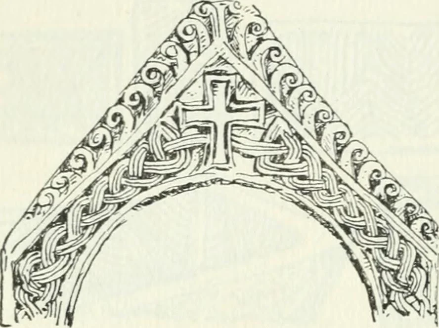 An illustration from Die älteste Kunst, insbesondere di Baukunst, der Germanen, 1909, leaf 104
