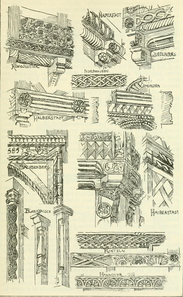 An illustration from Die älteste Kunst, insbesondere di Baukunst, der Germanen, 1909, leaf 111