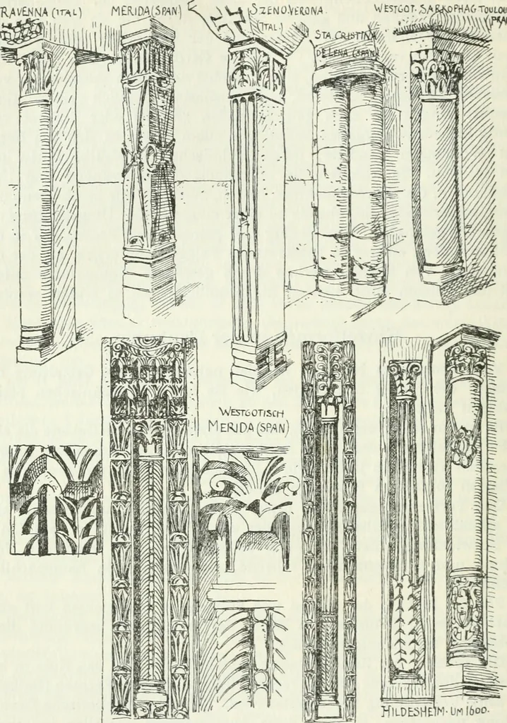 An illustration from Die älteste Kunst, insbesondere di Baukunst, der Germanen, 1909, leaf 116