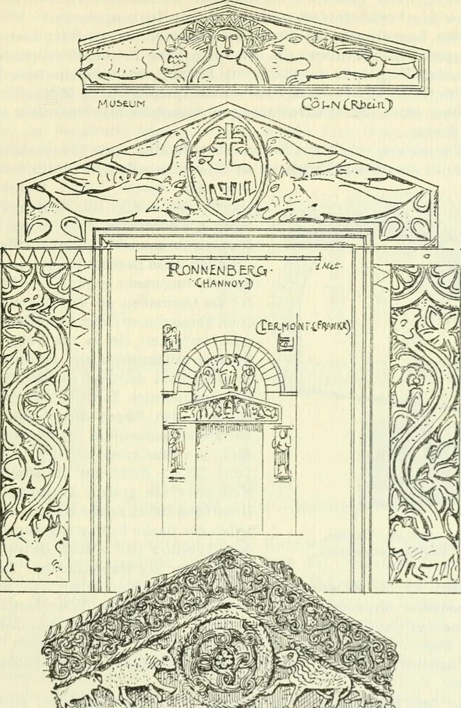 An illustration from Die älteste Kunst, insbesondere di Baukunst, der Germanen, 1909, leaf 131