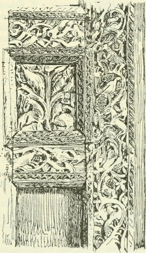 An illustration from Die älteste Kunst, insbesondere di Baukunst, der Germanen, 1909, leaf 151