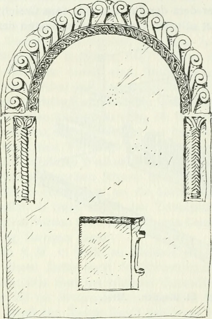 An illustration from Die älteste Kunst, insbesondere di Baukunst, der Germanen, 1909, leaf 156