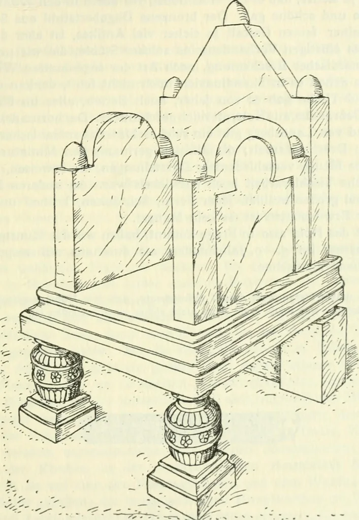An illustration from Die älteste Kunst, insbesondere di Baukunst, der Germanen, 1909, leaf 161