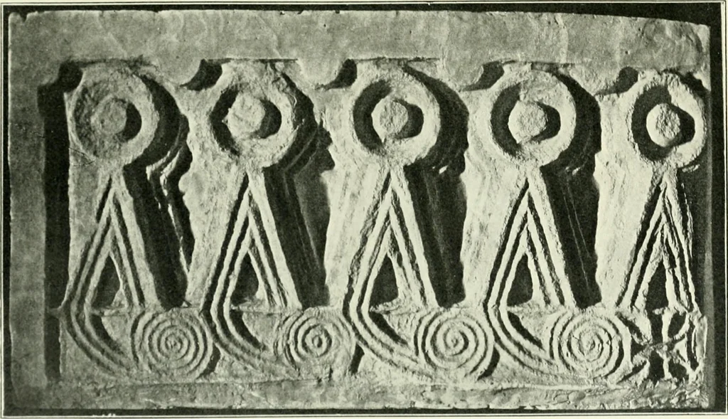 An illustration from Die älteste Kunst, insbesondere di Baukunst, der Germanen, 1909, leaf 191