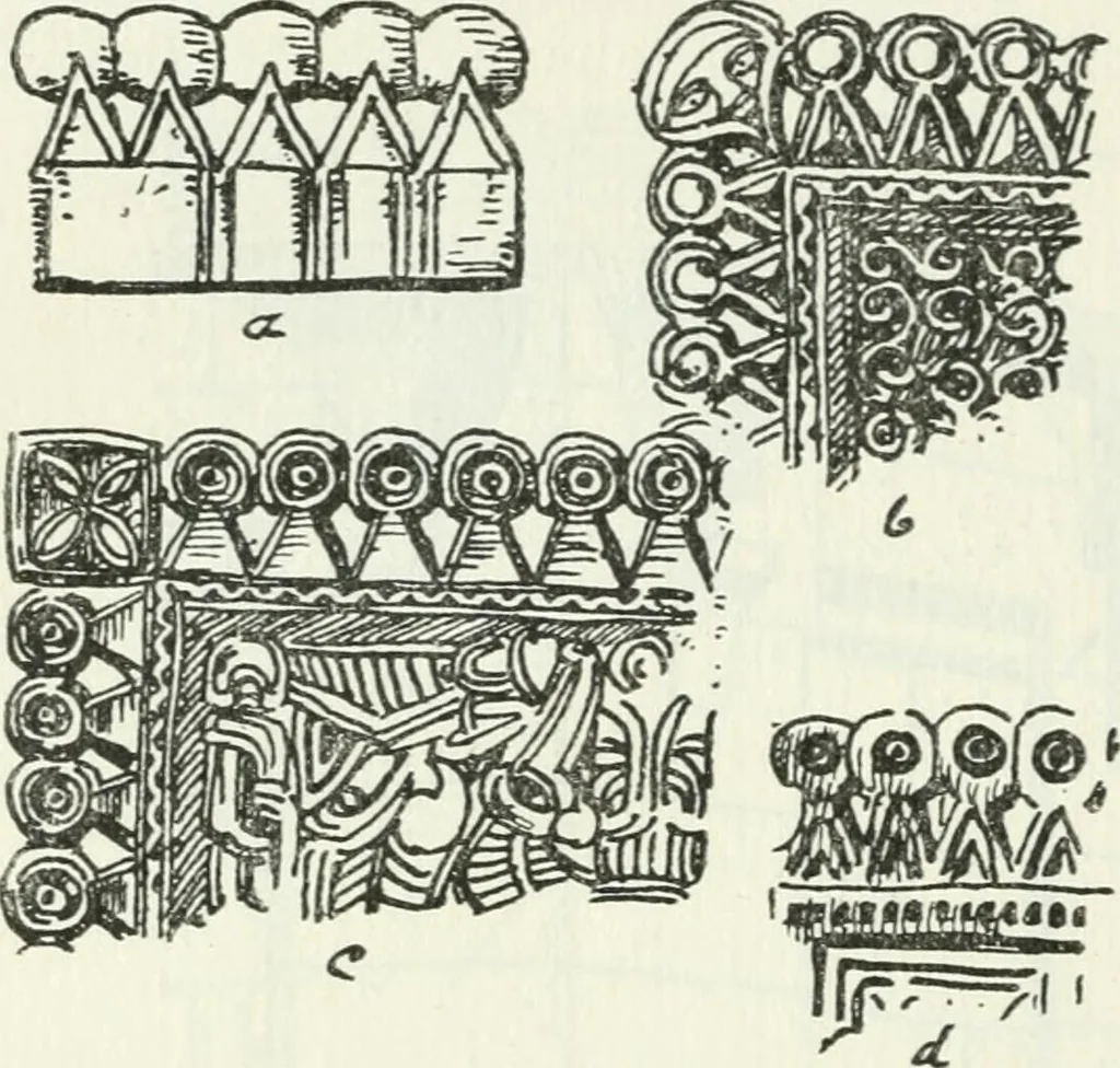 An illustration from Die älteste Kunst, insbesondere di Baukunst, der Germanen, 1909, leaf 194