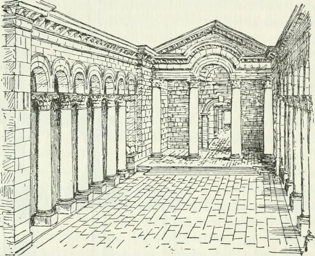 An illustration from Die älteste Kunst, insbesondere di Baukunst, der Germanen, 1909, leaf 208