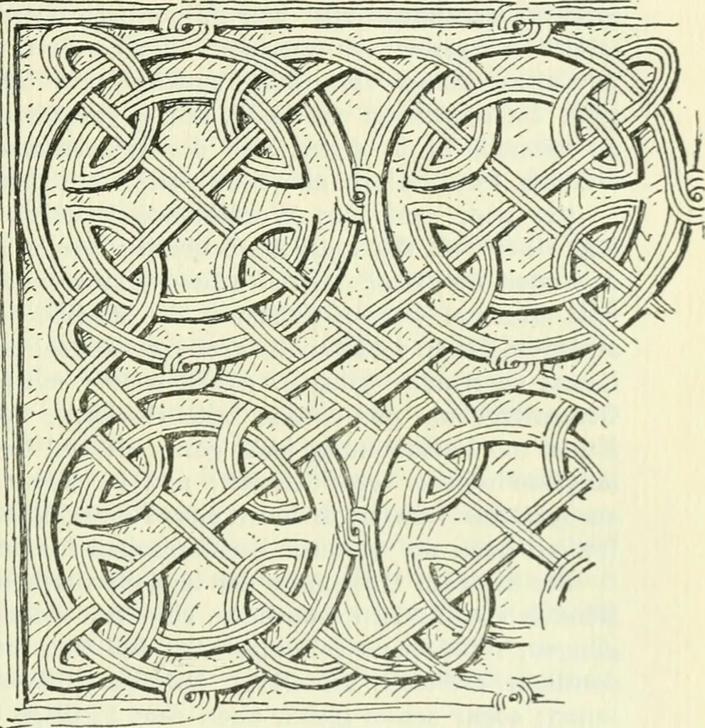 An illustration from Die älteste Kunst, insbesondere di Baukunst, der Germanen, 1909, leaf 217