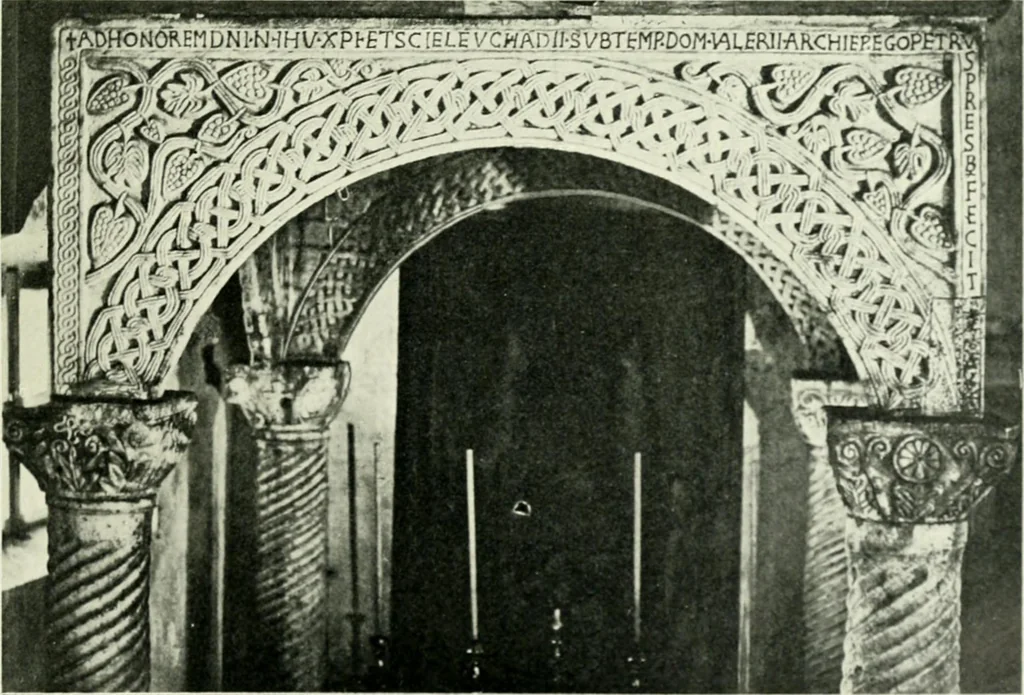 An illustration from Die älteste Kunst, insbesondere di Baukunst, der Germanen, 1909, leaf 221