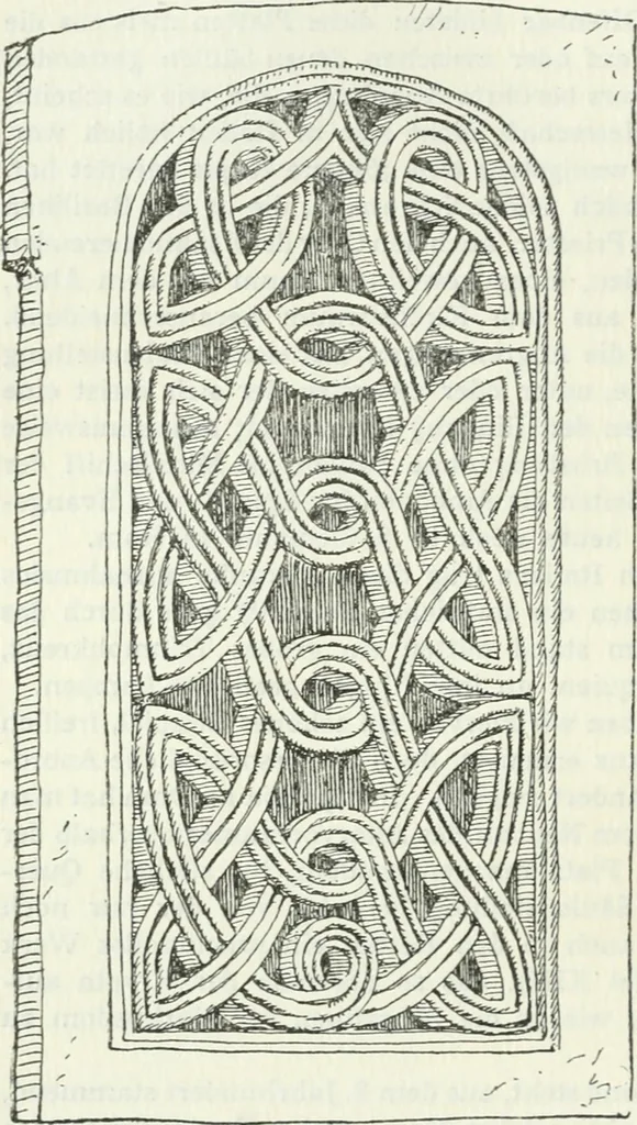 An illustration from Die älteste Kunst, insbesondere di Baukunst, der Germanen, 1909, leaf 224