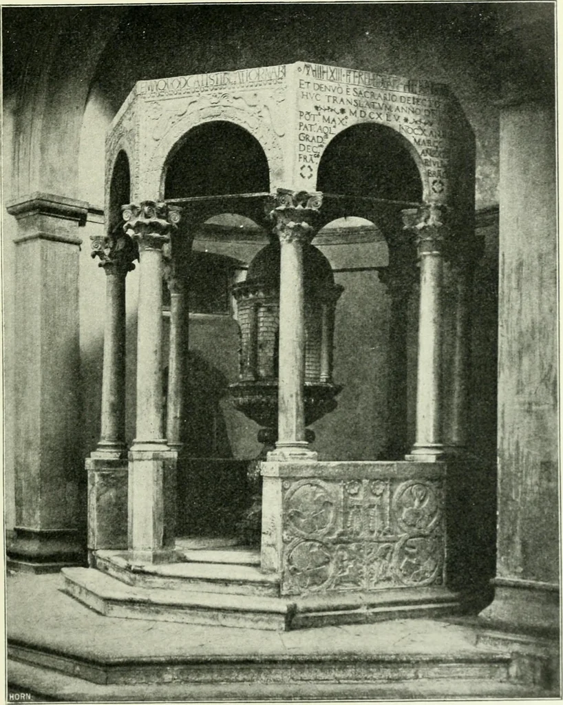An illustration from Die älteste Kunst, insbesondere di Baukunst, der Germanen, 1909, leaf 225