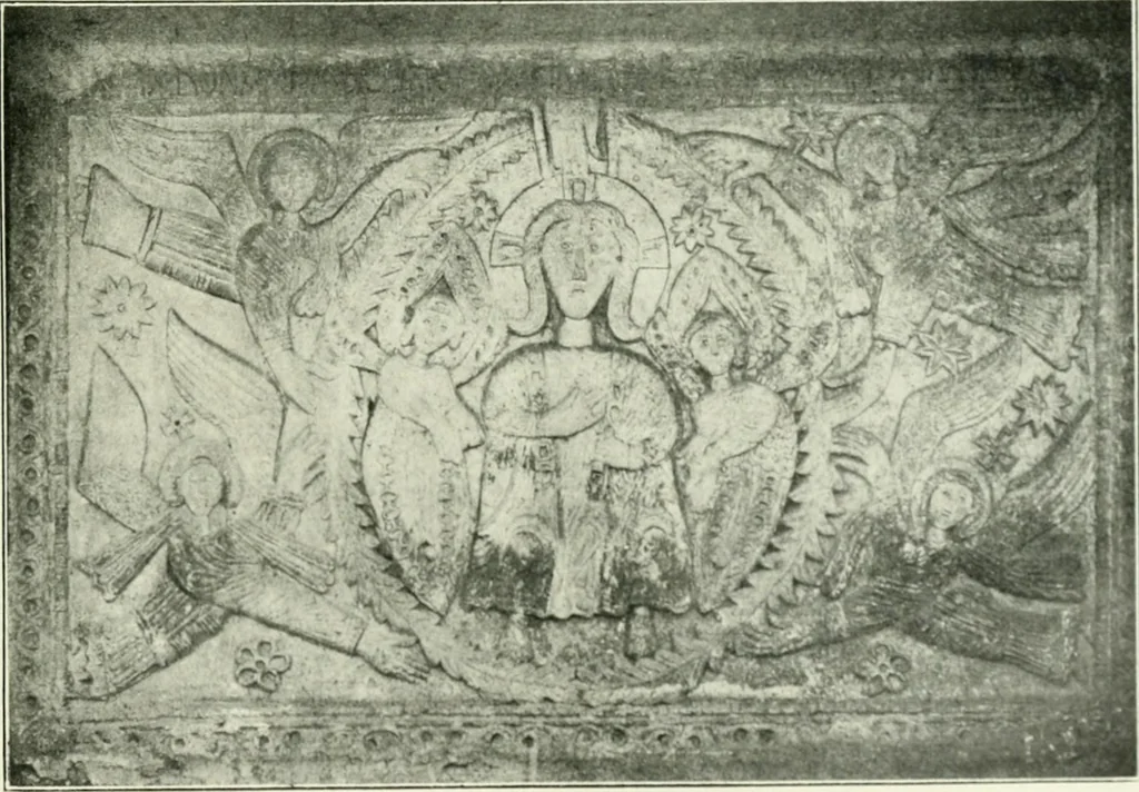 An illustration from Die älteste Kunst, insbesondere di Baukunst, der Germanen, 1909, leaf 233