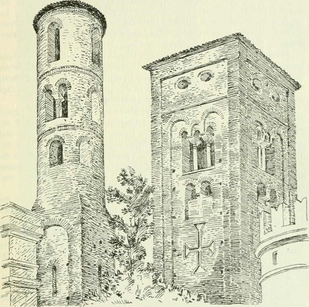 An illustration from Die älteste Kunst, insbesondere di Baukunst, der Germanen, 1909, leaf 243