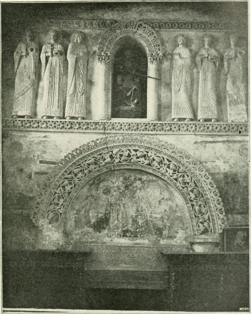 An illustration from Die älteste Kunst, insbesondere di Baukunst, der Germanen, 1909, leaf 245