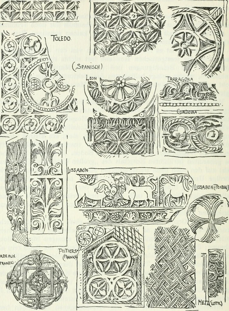 An illustration from Die älteste Kunst, insbesondere di Baukunst, der Germanen, 1909, leaf 262