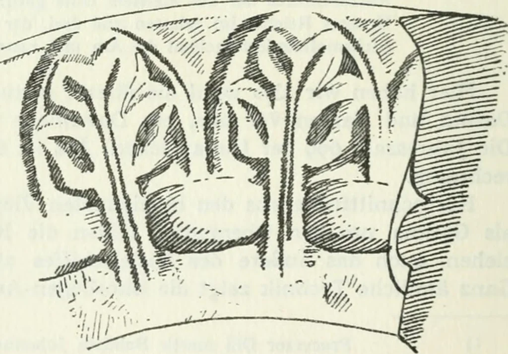 An illustration from Die älteste Kunst, insbesondere di Baukunst, der Germanen, 1909, leaf 268