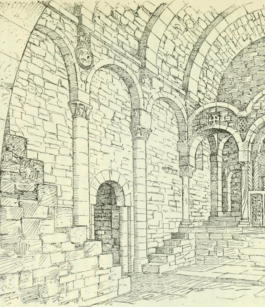 An illustration from Die älteste Kunst, insbesondere di Baukunst, der Germanen, 1909, leaf 297