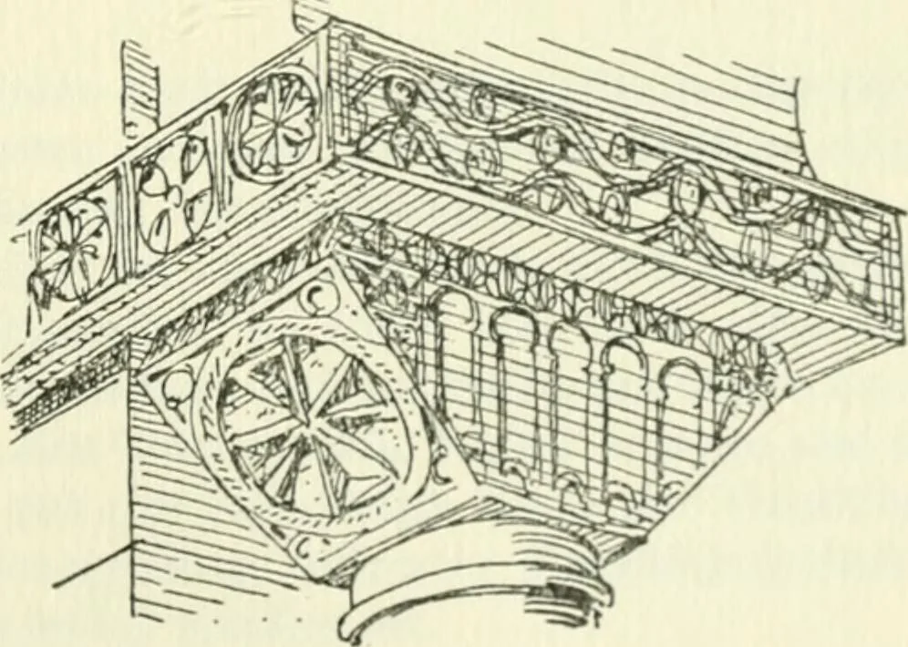 An illustration from Die älteste Kunst, insbesondere di Baukunst, der Germanen, 1909, leaf 305