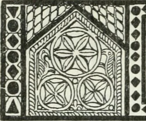 An illustration from Die älteste Kunst, insbesondere di Baukunst, der Germanen, 1909, leaf 308