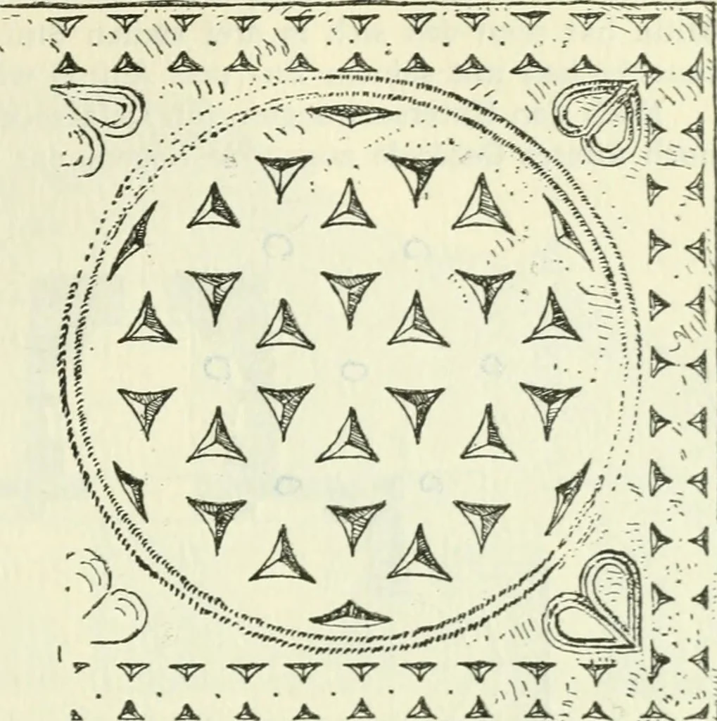 An illustration from Die älteste Kunst, insbesondere di Baukunst, der Germanen, 1909, leaf 313