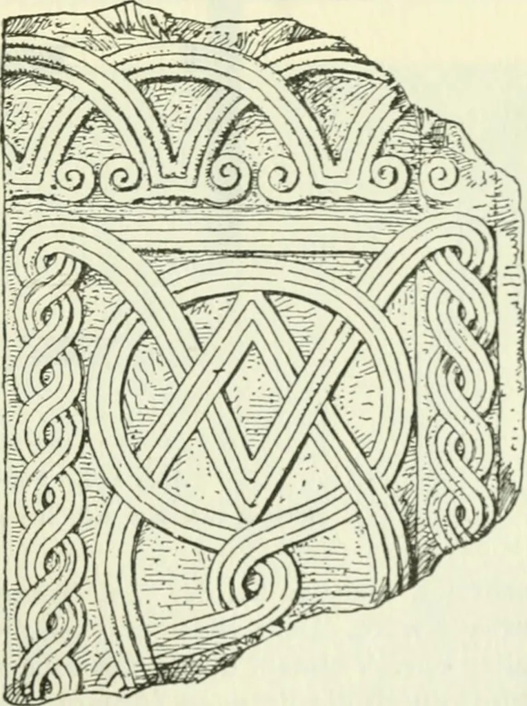 An illustration from Die älteste Kunst, insbesondere di Baukunst, der Germanen, 1909, leaf 313