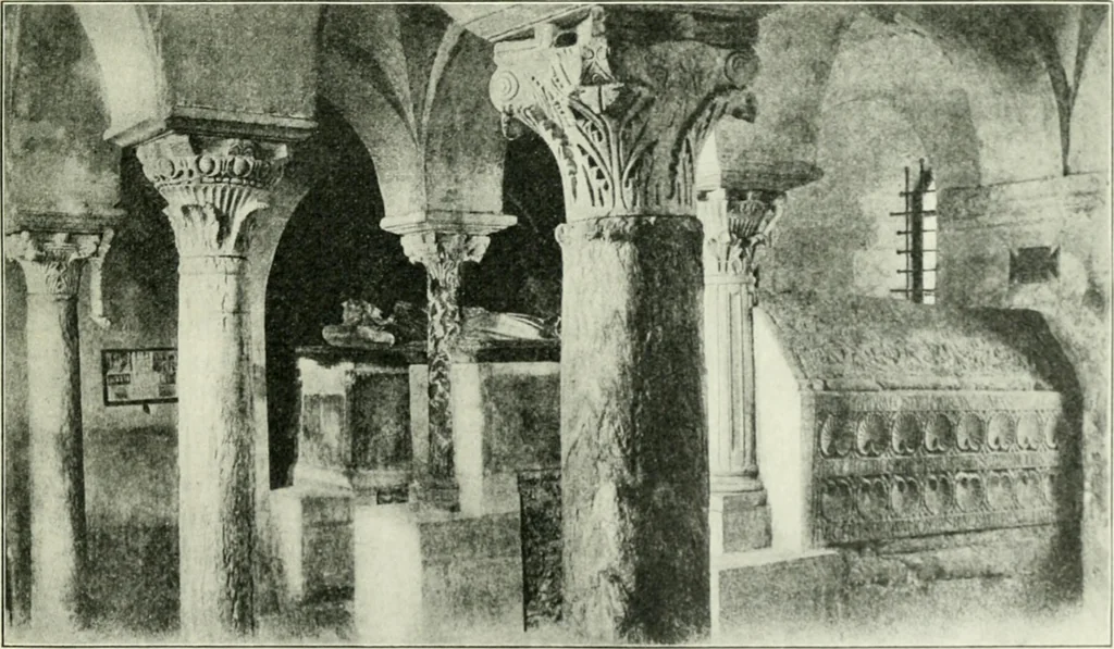 An illustration from Die älteste Kunst, insbesondere di Baukunst, der Germanen, 1909, leaf 321
