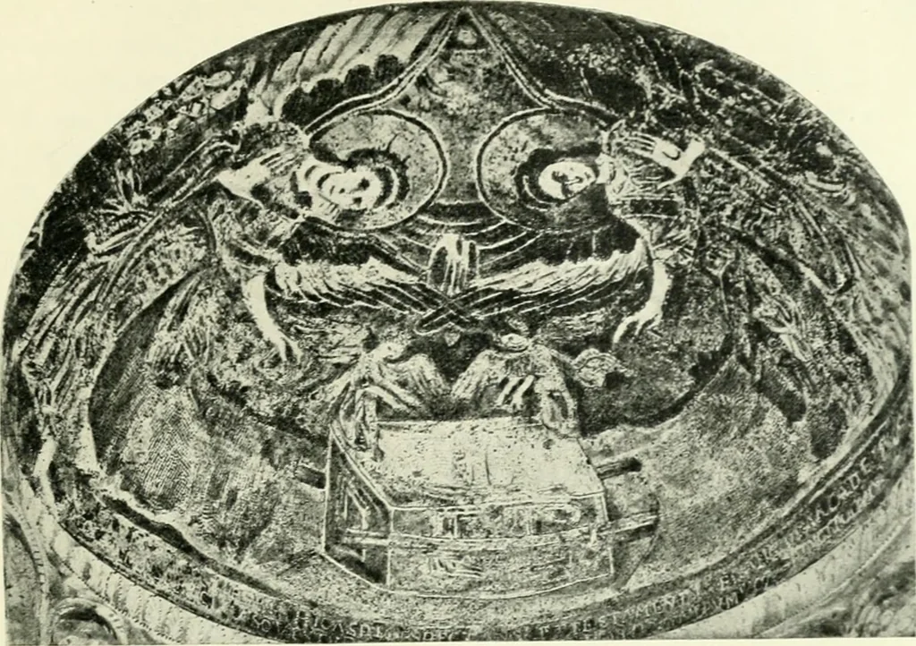 An illustration from Die älteste Kunst, insbesondere di Baukunst, der Germanen, 1909, leaf 341