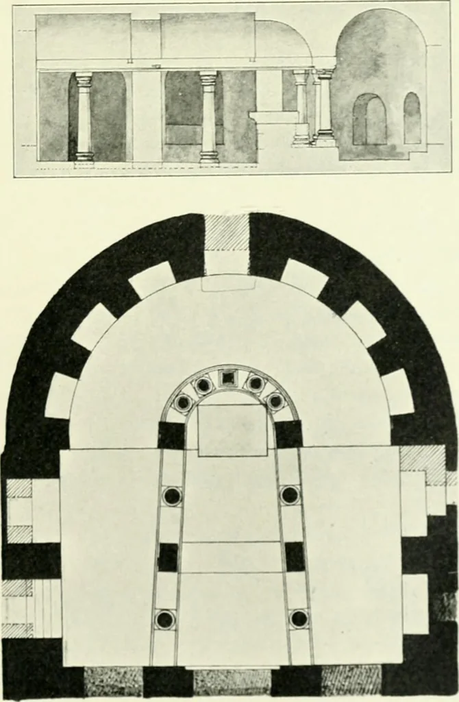 An illustration from Die älteste Kunst, insbesondere di Baukunst, der Germanen, 1909, leaf 341