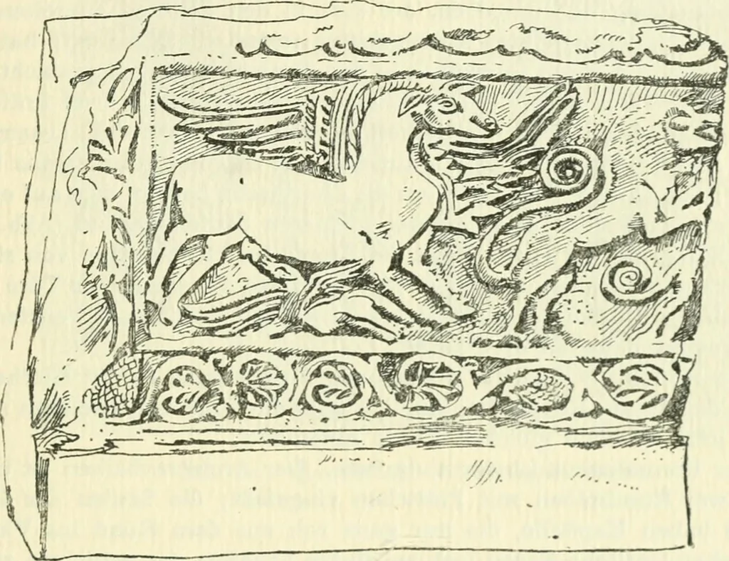 An illustration from Die älteste Kunst, insbesondere di Baukunst, der Germanen, 1909, leaf 347