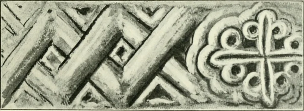 An illustration from Die älteste Kunst, insbesondere di Baukunst, der Germanen, 1909, leaf 349