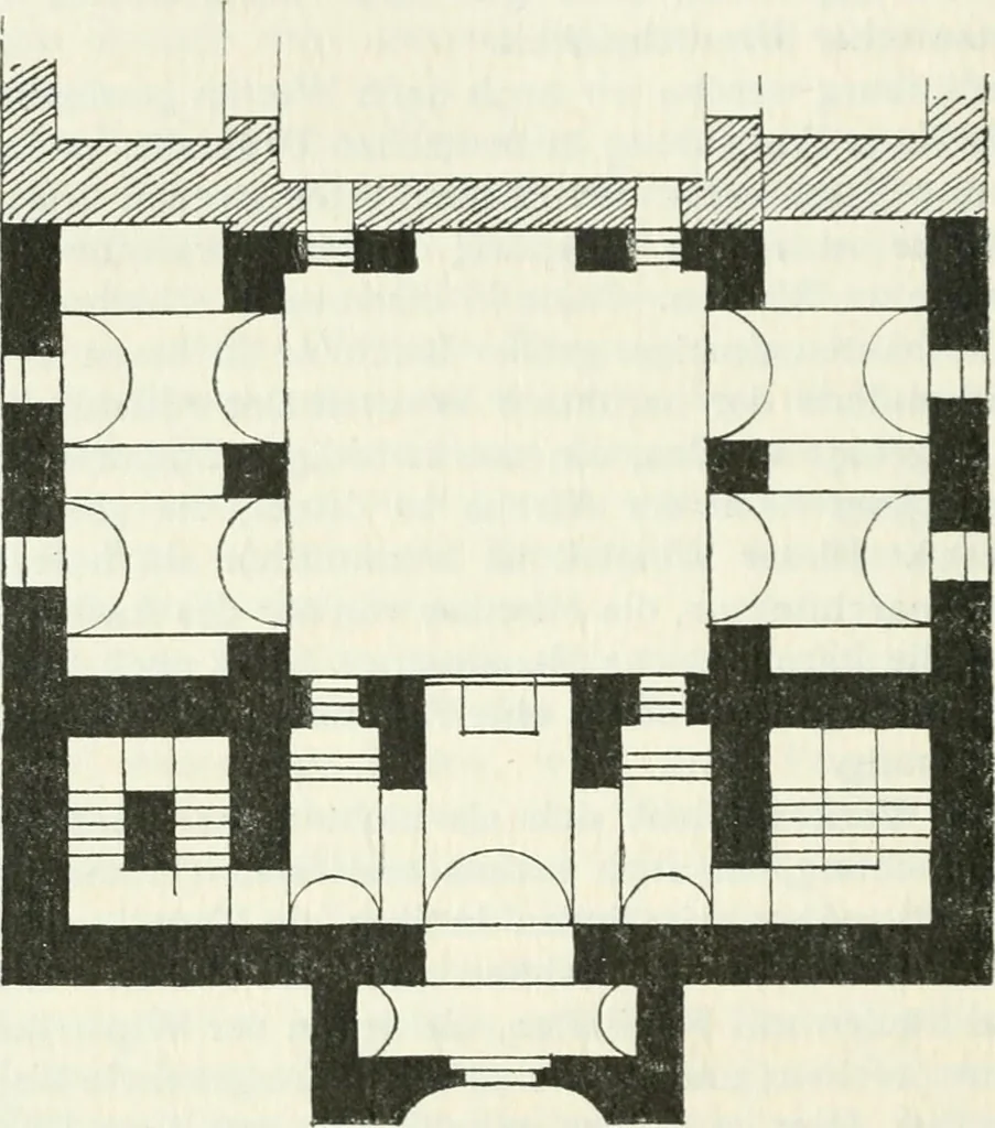 An illustration from Die älteste Kunst, insbesondere di Baukunst, der Germanen, 1909, leaf 354