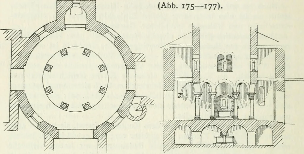 An illustration from Die älteste Kunst, insbesondere di Baukunst, der Germanen, 1909, leaf 358