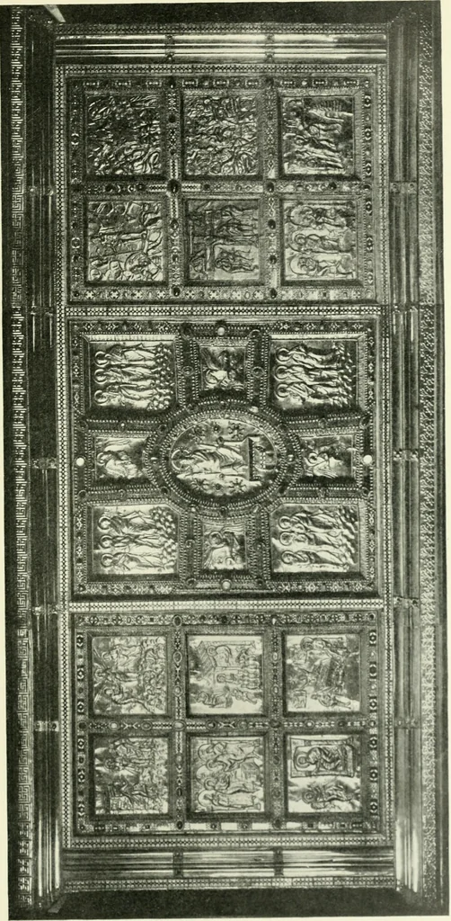 An illustration from Die älteste Kunst, insbesondere di Baukunst, der Germanen, 1909, leaf 385